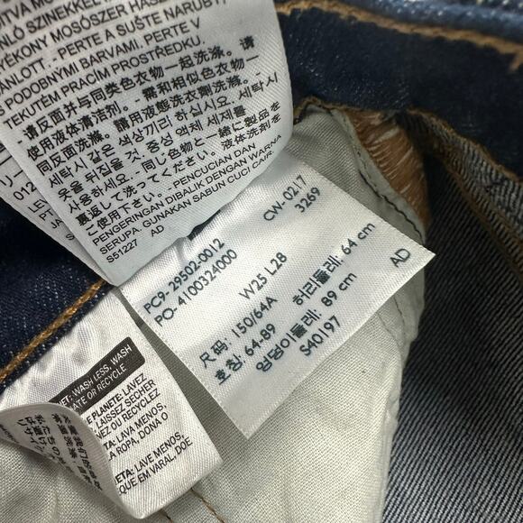 Levis 501 Faded Blue Womens 25x28 Button Fly Frayed Hem Straight Jeans Red Tab - Picture 6 of 13